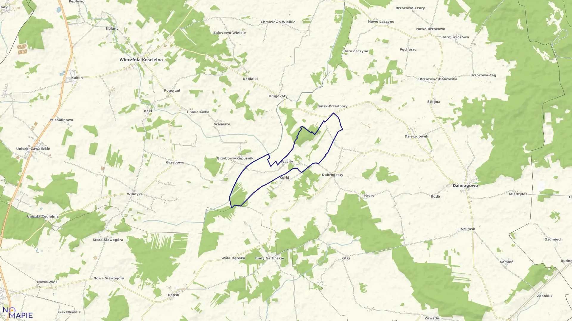 Mapa obrębu TAŃSK WASIŁY w gminie Dzierzgowo